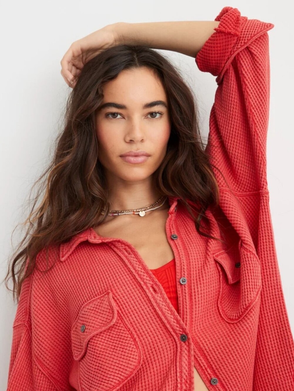 Aerie LumberJane Thermal Oversized Shirt Size Medium